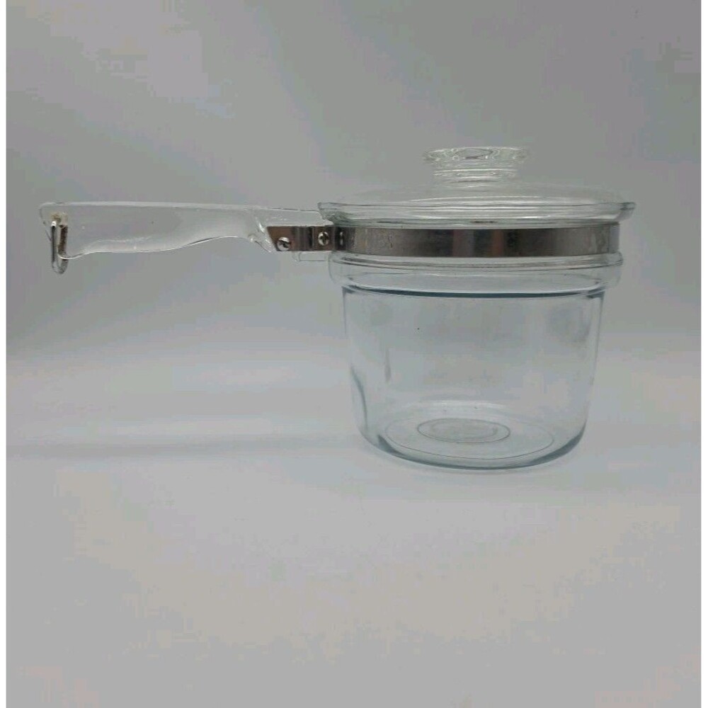 Pyrex Flameware 6283L 1.5 Quart Clear Glass Pot Saucepan with Lid Vintage MCM - Picture 3 of 10